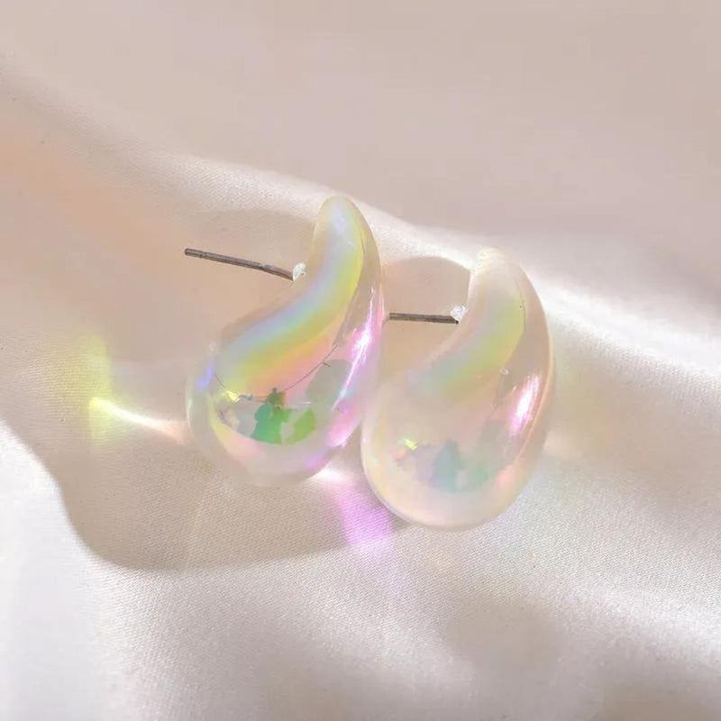 Clear Teardrop Shaped Stud Earrings