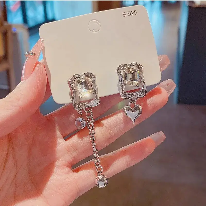 Minimalist Asymmetrical Heart Pendant Earrings