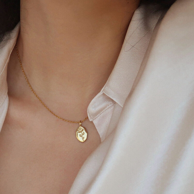 Rose Engraved Anti-Tarnish Stainless Steel