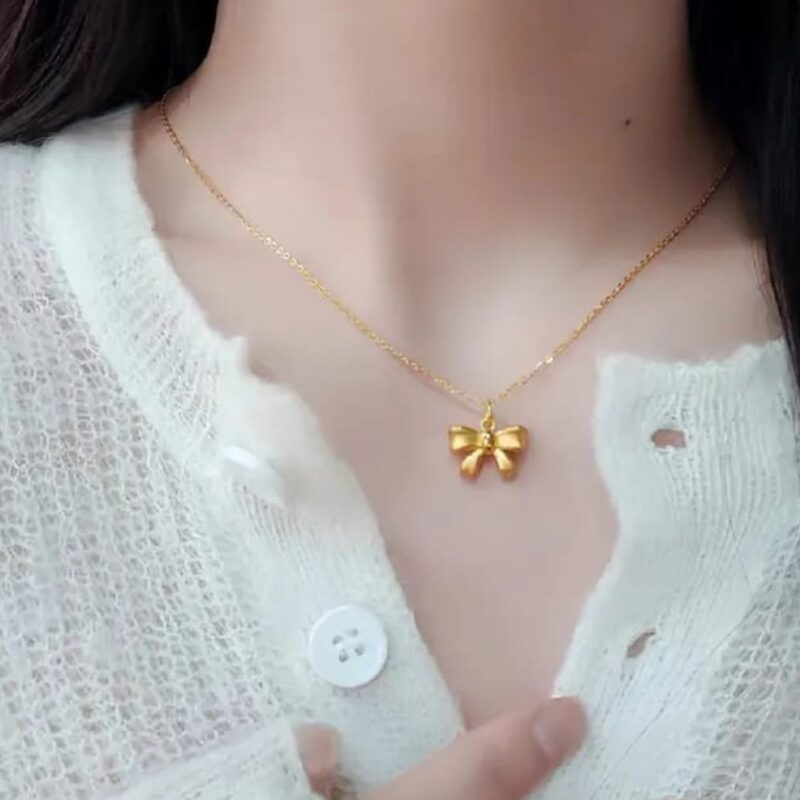 Golden Bow Anti-tarnish Necklace