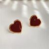 Maroon Heart Stud Earrings